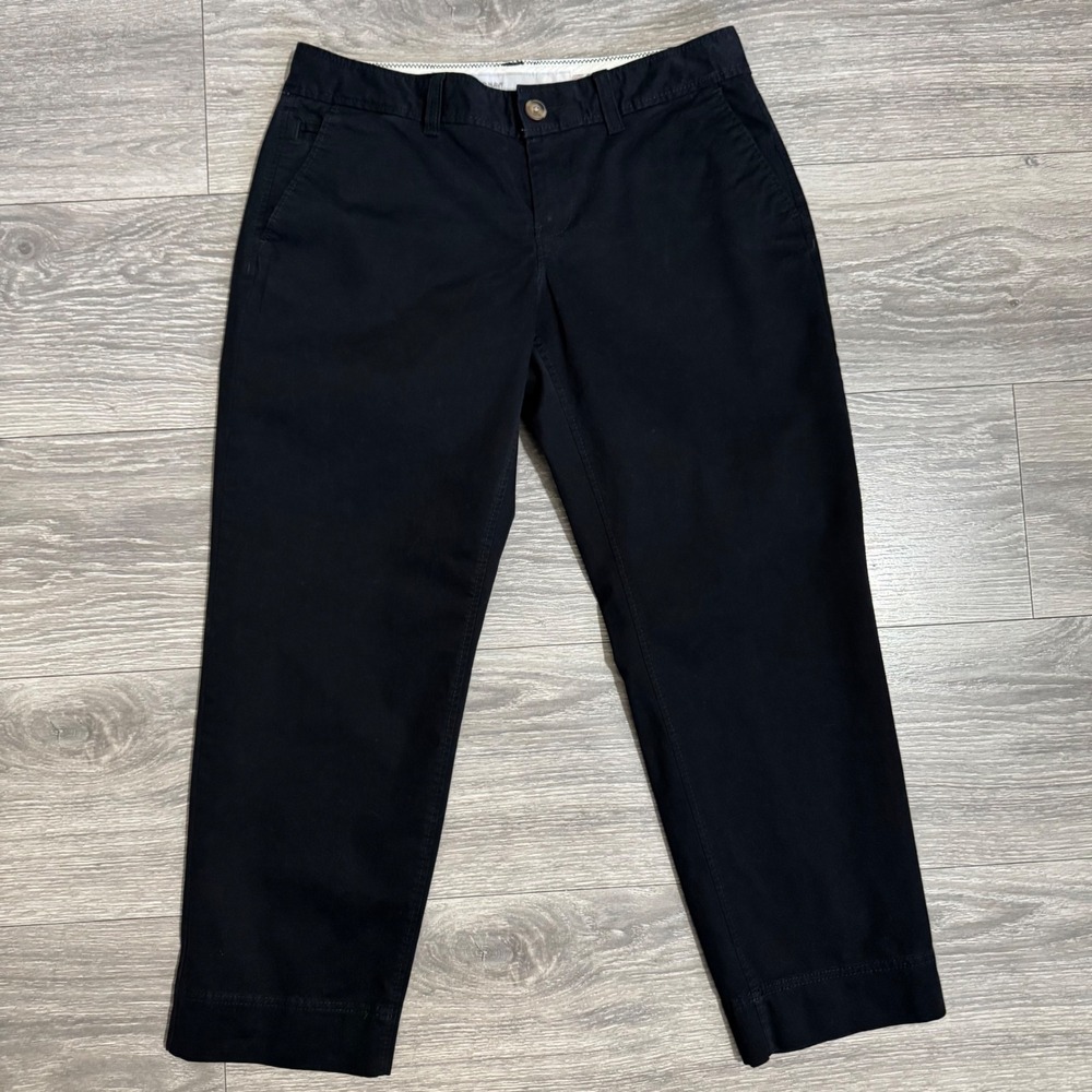 Old Navy Pixie Chino Pants Womens 2 Black Slim Straight Mid Rise Cropped Stretch